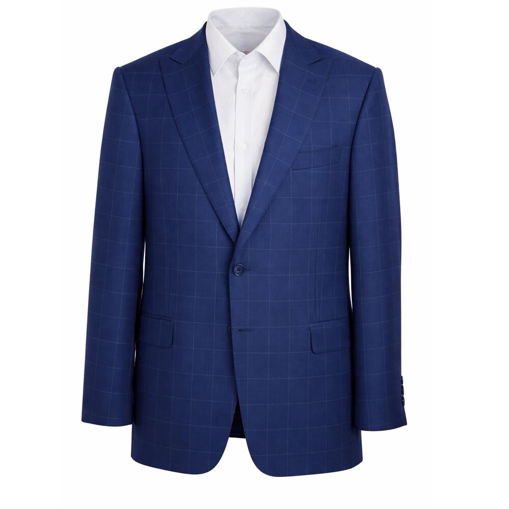 Ermenegildo Zegna 15 Milmil 15 Su Misura Pair Suit 54R Navy Windowpane